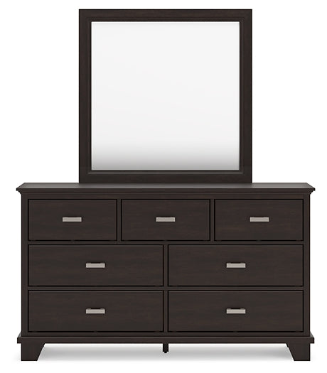 Covetown Twin Panel Bed with Mirrored Dresser and 2 Nightstands