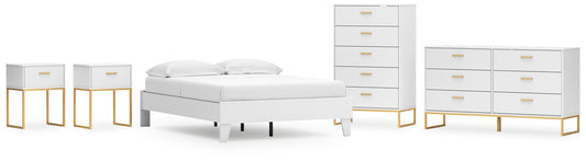 Socalle Full Platform Bed with Dresser, Chest and 2 Nightstands