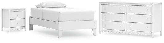 Hallityn Twin Platform Bed with Dresser and Nightstand