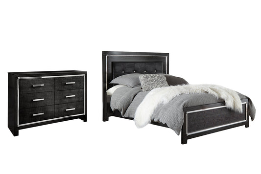 Kaydell Queen Upholstered Panel Bed with Dresser